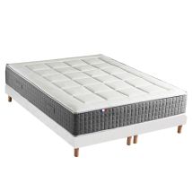 Ensemble Matelas Ressort 7 Zones + Sommier Max 2x90 X 200 Blanc
