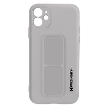 Coque Pour Iphone 12 Silicone Support Magnétique Pliable Gris Wozinsky