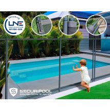 Barrière Piscine Démontable Securipool Gris Anthracite 4m 130cm Nf P90-306 Lne fixations 16mm
