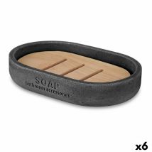 Porte-savon Noir Résine Bambou 12,5 X 2,5 X 8,5 Cm (6 Unités)