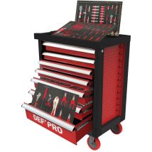 Servante D'atelier 7 Tiroirs + 283 Outils - Noir/rouge - Charge 300 Kg - Roues Freinées
