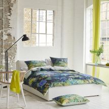 Housse De Couette Imprimée En Percale De Coton, Brocart Decoratif - 140 X 200 Cm - Bleu