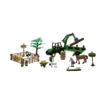 Valisette Ferme Avec Tracteur, Remorque, Personnages, Animaux Et Décors