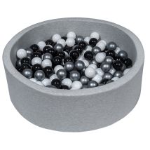 Piscine À Balles Aire De Jeu + 300 Balles Noir, Blanc, Argent