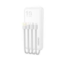 Dudao K6pro Universal 10000mah Power Bank With Usb Cable Type C Lightning White Blanc
