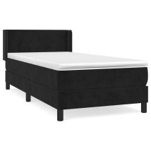 Sommier À Lattes De Lit Avec Matelas Noir 90x190 Velours
