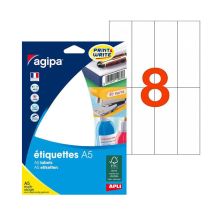 128 Étiquettes Blanches 105x37mm 8 Étiquettes Par Planche A5 Apli