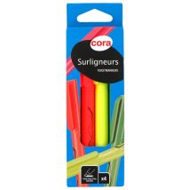 Surligneurs Pointe Large Et Fine Biseautée Assortis Cora