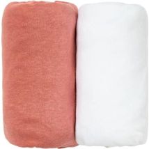 Babycalin Lot De 2 Draps Housse 60x120x15cm Terracotta/blanc