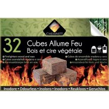 Cheminett Allume Feu Cubes Bois Et Cire 100% D'origine Végétale Fsc - 32 Cubes