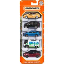 Pack De 5 Vehicules Matchbox : Mbx Electric Drivers - Mattel - Hfh08 - Set Voitures Miniatures