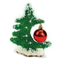 Arbre De Noël En Bois Beleuc Avec Boule De Noël Rouge - Décoration Festive