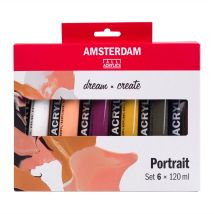 Royal Talens Set De Peinture Acrylique Portrait - Amsterdam - 6x120 Ml Tons De Peau