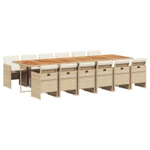 Ensemble À Manger De Jardin Et Coussins 13 Pcs Beige