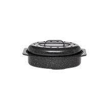 Plat Rôtissoire Ovale Warmcook 33x20x13 Cm Acier Émaillé Noir