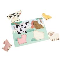Puzzle Tactile En Bois- La Ferme