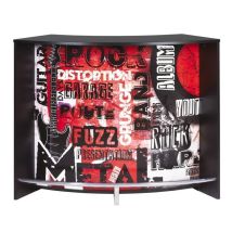 Meuble Bar Comptoir D'accueil Noir 3 Tablettes 134,5 X 104,8 X 55,3 Cm - Rock 451