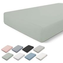 Drap-housse 140 X 200 Cm, 100 % Coton, Ajustement Parfait, Toucher Doux, Infroissable Et Infroissable – Vert Gris