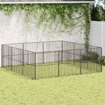 Parc Pour Chien 12 Panneaux Noir Acier Galvanisé Vidaxl
