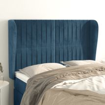 Tête De Lit Avec Oreilles Tête De Lit Avec Excellent Soutien Bleu Foncé 147x23x118/128 Cm Velours