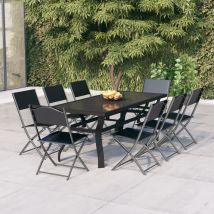 Ensemble À Manger De Jardin 9 Pcs Gris Et Noir Vidaxl