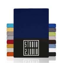 Drap-housse 100x200cm – Jersey 100 % Coton Peigné – Bleu Foncé – Certifié Oeko-tex – Infroissable, Extensible