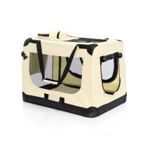 Fudajo Caisse De Transport - Taille L / 70 X 52 X 50 Cm / Charge Max 15 Kg - Couleur Beige - Pliable - Avec Poignée C...