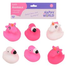 Figurines De Bain Licornes Et Flamants Johntoy Happy World - Ensemble De 6