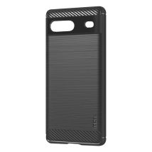 Coque Pour Google Pixel 7 Souple Effet Carbone Métal Brossé Noir Mofi