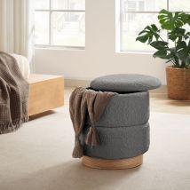 Sicaan Pouf Coffre Roméo En Tissu Bouclette Gris – Tabouret De Rangement Design Scandinave Et Art Déco Av
