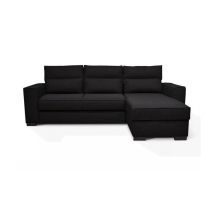 Canapé Angle Convertible Réversible 4 Places Montreal - Tissu Noir - L 247 X P 158 X H 92 Cm - Fabriqué En France -