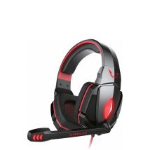 Gamium Micro Casque Gaming Pc Filaire Ultra-léger Stéréo Led Lumineux Rouge Avec Micro Ajustable Télécommande Et Cable