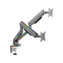 Support Double Moniteur Rgb Robuste Alpha Gamer Navi En Gris
