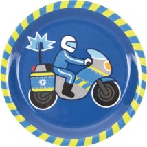 Assiette En Mélamine Motif Police - Bleue