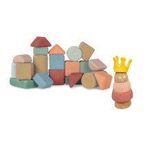 Set 1 Coffret De 20 Blocs De Construction Avec 1 Jouet À Empiler Reine En Liège - Dès 18 Mois