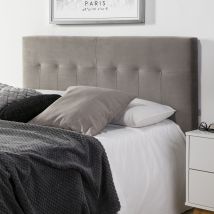 Tête De Lit Tapissée Napoles 140x100 Cm Gris, Velours, Pieds En Bois