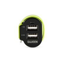 Nedis Chargeur De Voiture 3-outputs 6 A 2 X Usb / Micro Usb Noir/vert