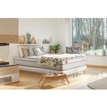 Ensemble Le Paisible 180x200cm Memoire De Forme Biovisco - Ep. 24cm + Double Sommiers Blanc