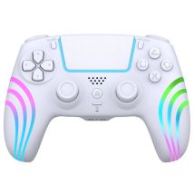 Manette Sans Fil Alpha Omega Players Pour Ps4 Et Pc Rainbow Led Blanc