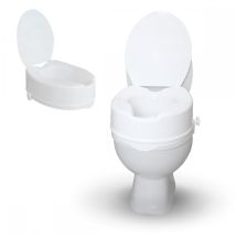 Mobiclinic Elévateur De Wc Adulte Avec Couvercle 14 Cm Adaptable Aux Toilettes Ovales Système De Fixation Latéral Titan