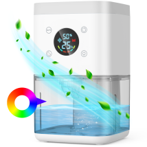 LEENON Déshumidificateur 1,6L avec Écran LCD, Contrôle d'Humidité, Minuterie et Lumière LED