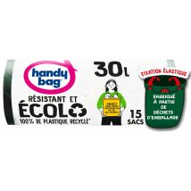 Sac Poubelle Fixation Élastique - Résistant Et Ecolo - 30l - X15 Handy Bag