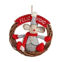 Décorations De Noël Souris 33 X 12 X 33 Cm Rouge Gris Blanc Crème