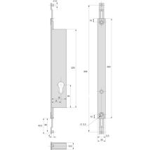 Serrure À Larder 2 Points Acier Inox 280x22 Mm Pour Cylindre 41 Mm Stremler