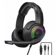Casque Gamer Ovleng Gt67 Noir Avec Micro Et Retro Éclairage Led Pour Pc & Consoles
