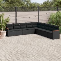 Salon De Jardin 9 Pcs Avec Coussins Noir Résine Tressée Vidaxl