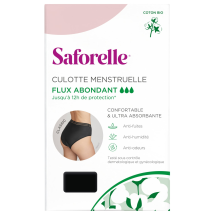 Saforelle - Culotte Menstruelle Noire Taille 42 Flux Abondant Coton Bio Saforelle - La Culotte