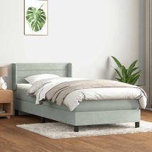 Sommier À Lattes De Lit Et Matelas Gris Clair 90x210 Cm Velours Vidaxl