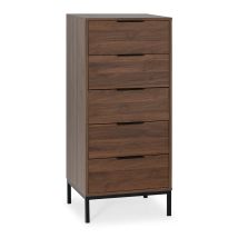 Commode Haute Auri 5 Tiroirs Couleur Noyer