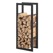 Range-bûches Kasan Acier Laqué Noir 40 X 100 X 25 Cm [en.casa]